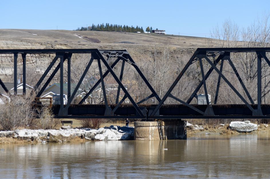 The Red Deer River that runs through Drumheller has been closely monitored within the last few months as water levels continue to rise during the spring melt. Mailphoto by Terri Huxley