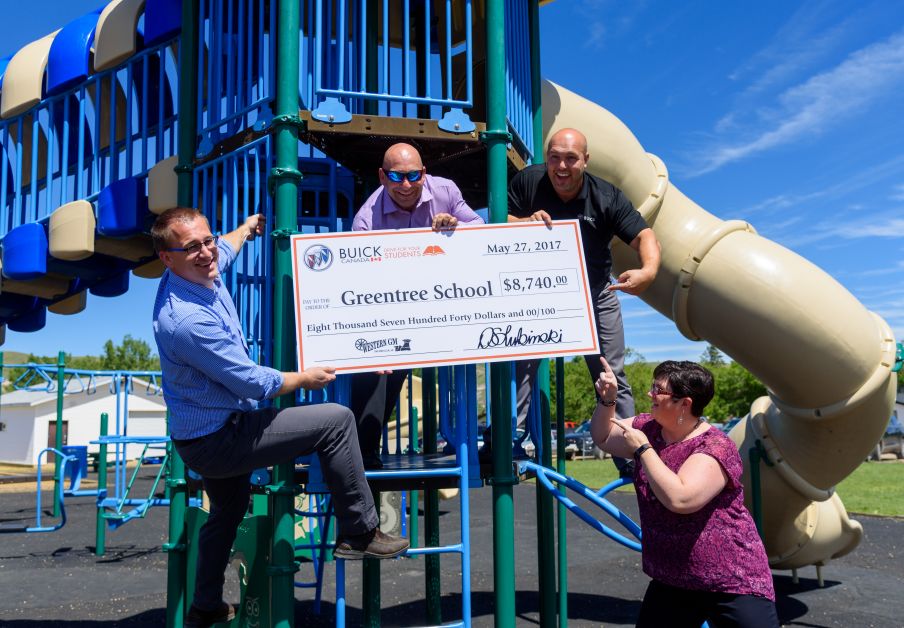 Chevrolet presents cheque to Greentree school towards their new playground extension meant to create accessibility for every student