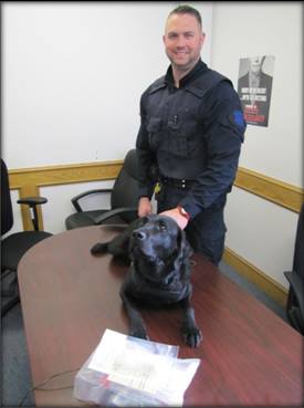 Correctional Officer Jeffrey Hood and his K-9 companion Cotton seized over $36,000 worth of contraband from the Drumheller institution on July 6, 2017.