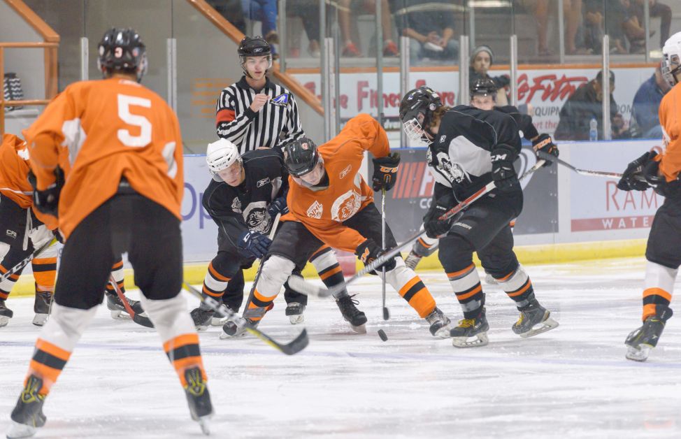 The Dragons are in the midst of  preseason play. After their Orange and Black intrasquad game, above, they were in tournament play in Camrose. mailphoto by Terri Huxley
