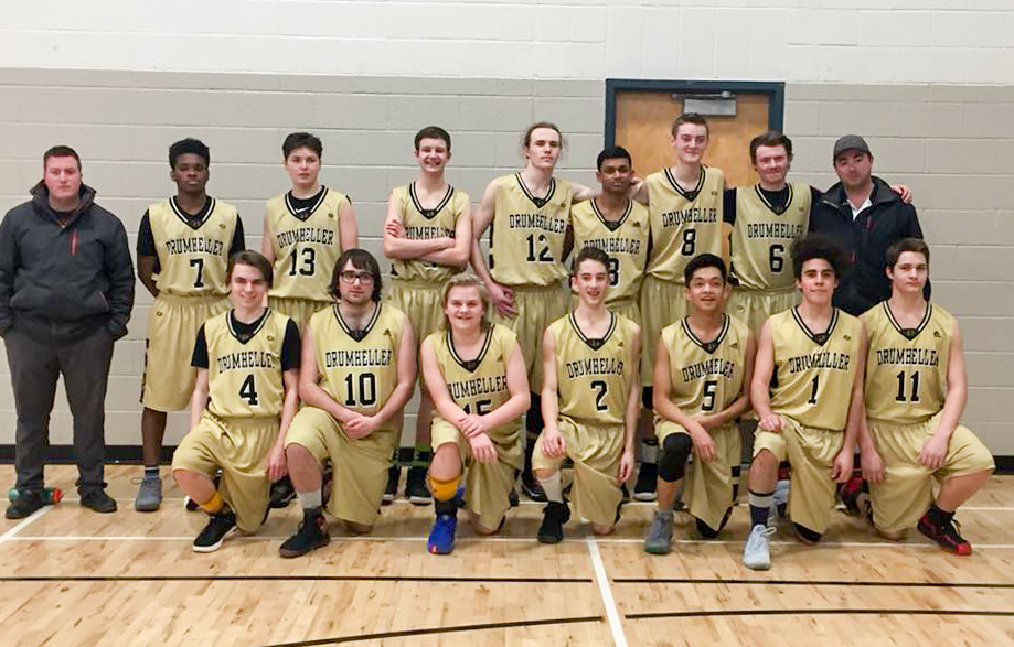 The DVSS Senior High Boys Basketball team pose for a final group photo at Brooks Composite School   after South Central Zones last weekend, Friday, March 9 and Saturday, March 10.  submitted