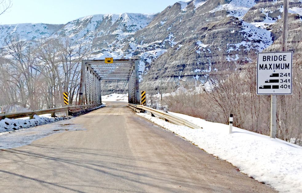 Alberta Transportation is looking at replacing Bridge 4 on Highway 10X, and the Town of Drumheller is exploring addressing Bridge 11 on the way to Wayne. mailphoto by Patrick Kolafa