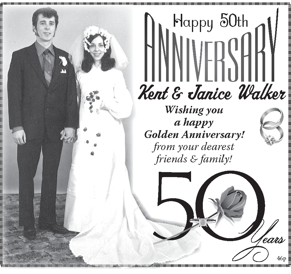 50th anniversary Kent Janice Walker