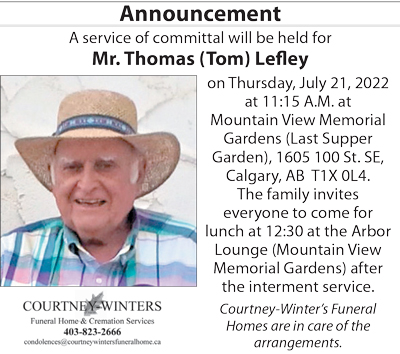 Tom Lefley Announcement